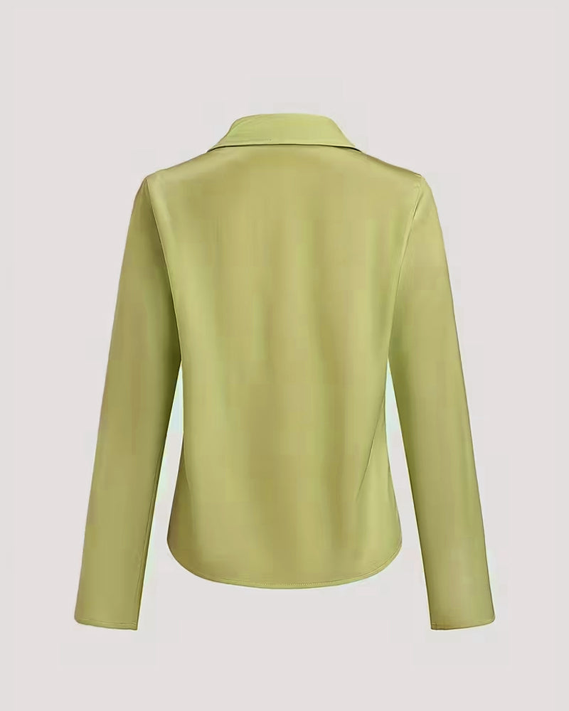 Bluse Lapel Lige Skulder Trykt