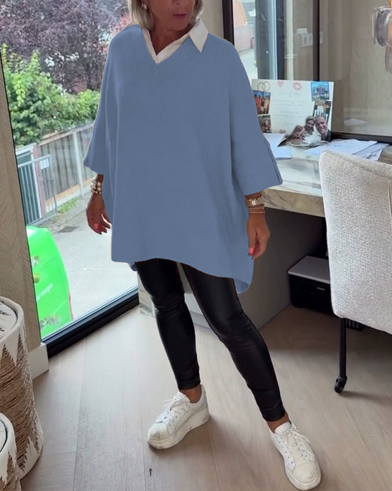 Genser Med V-Hals, Knappet Og Asymmetrisk Egenskaper