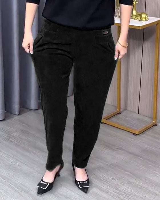 Ensfarvede Stretch-Skinnybukser