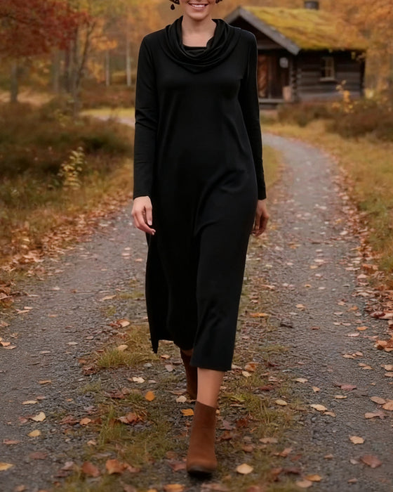 Kjole afslappet enkel ensfarvet lomme