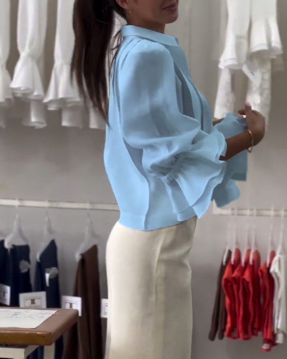 Bluse Puffærme Ruffle