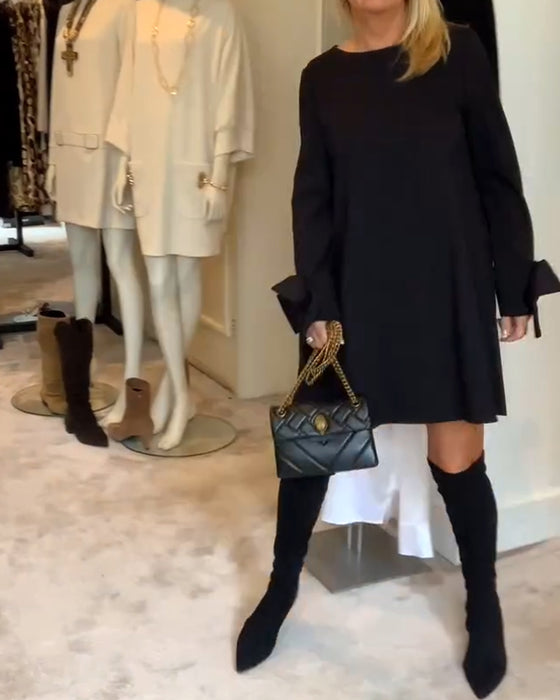 Kjole Modigt Rund Hals Sløjfe Ærme