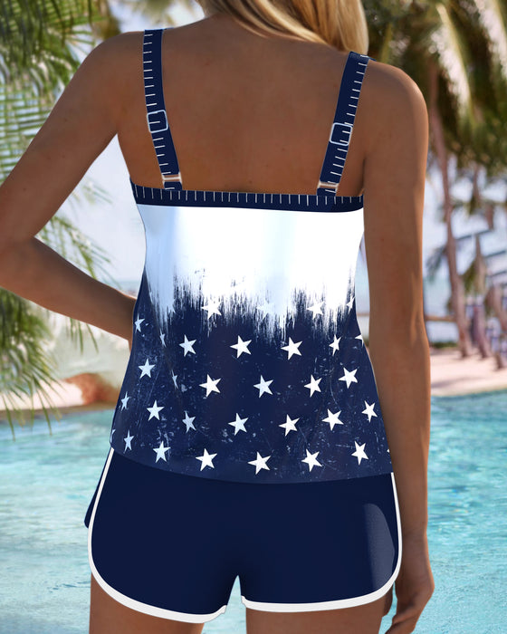 Tankini Amerikansk Flag Hjerteprint Todelt
