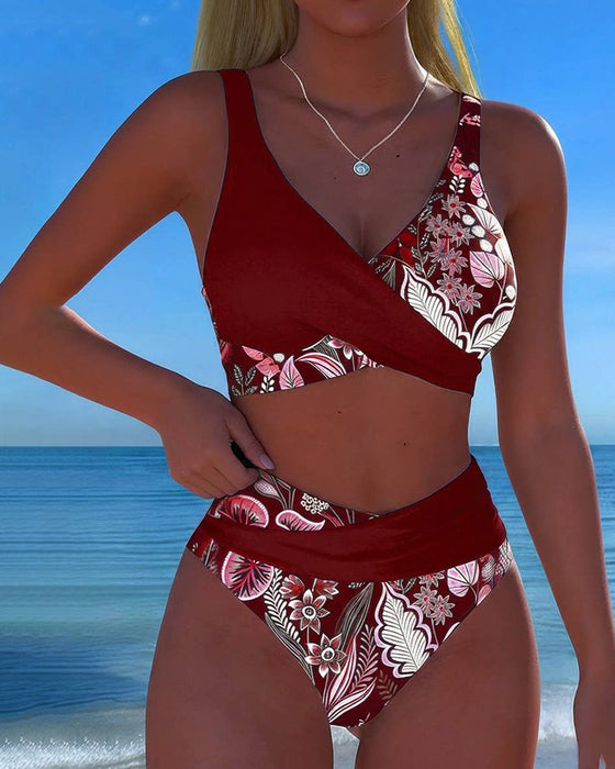 Bikini Kontrastfarve Mode Blomst