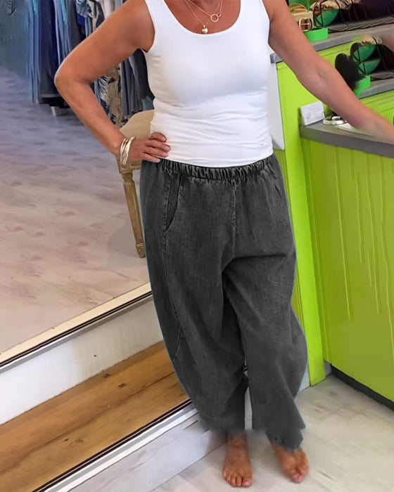 Afslappede Jeans Med Elastisk Talje