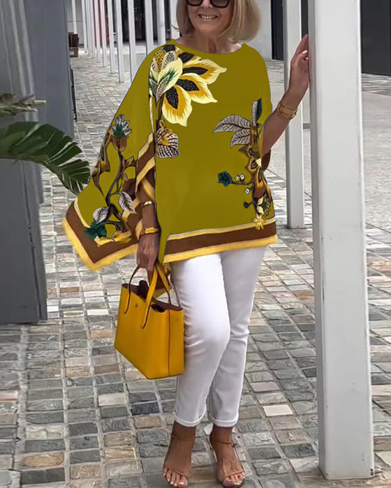 Løs Afslappet Bluse Med Print
