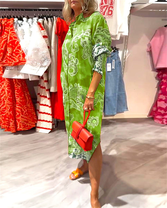 Kjole Ståkrave Lang Ærme Cashew Print