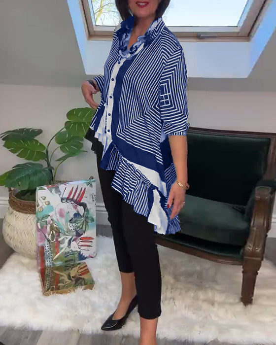 Patchworkskjorte i uregelmæssig stil