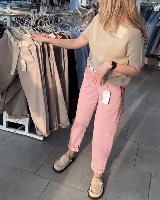 Bukser Ensfarvet Afslappet Lige