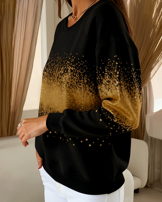 Sweatshirt Modemæssig Rund Hals Gradienttryk
