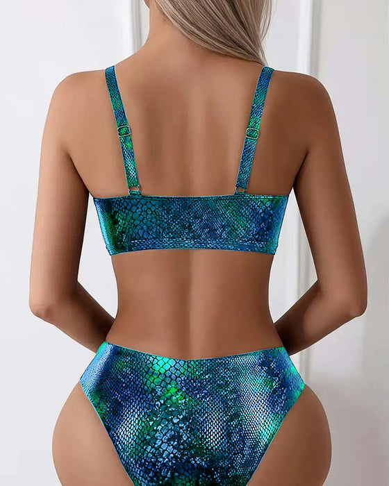 Bikini Slangeprint Brystbånd Høj Talje Triangel