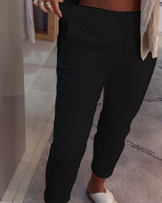 Tætsiddende Bukser Afslappet Med Snøre