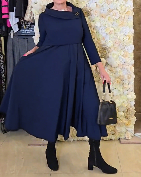 Kjole Fashionable Street Ensfarvet A-linje