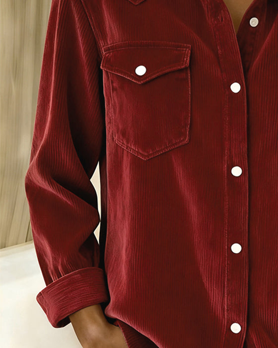 Langærmet Skjorte Med Revers Og Knaphul
