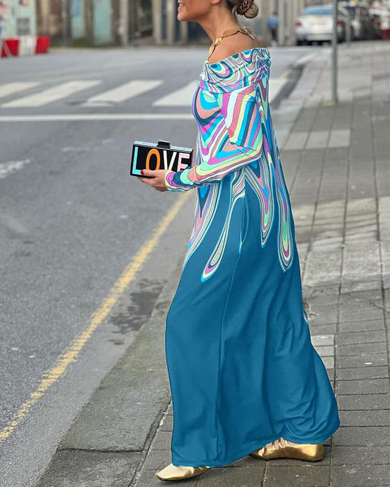 Elegant off-shoulder kjole med lange ærmer