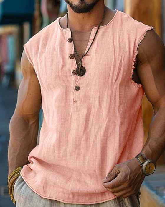 Tanktop Mænd Afslappet Ensfarvet