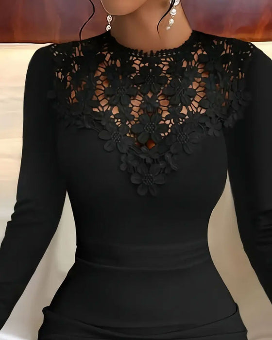 Lappearbejdeskjole Med Slim-Fit Bodycon