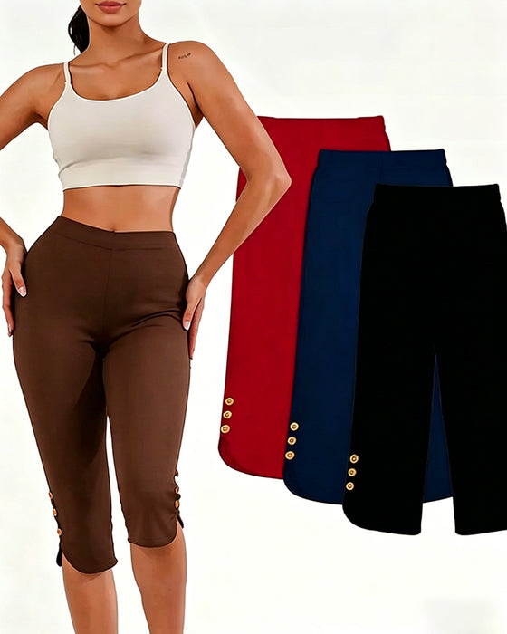 Leggings Ensfarvet Slim-Fit Afkortet