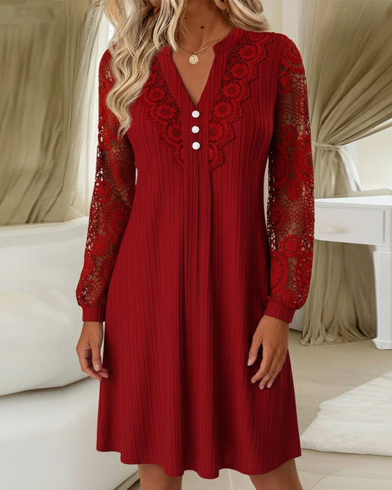 Kjole Blonder Stumpearbejde V-hals