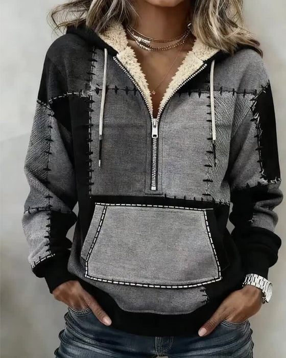 Hættetrøje Med Halvlås Og Lomme