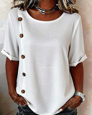 Bluse Vaffel Tekstur Side Knap