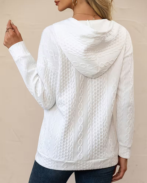 Hoodie I Enfarvet Knaphul Jacquard