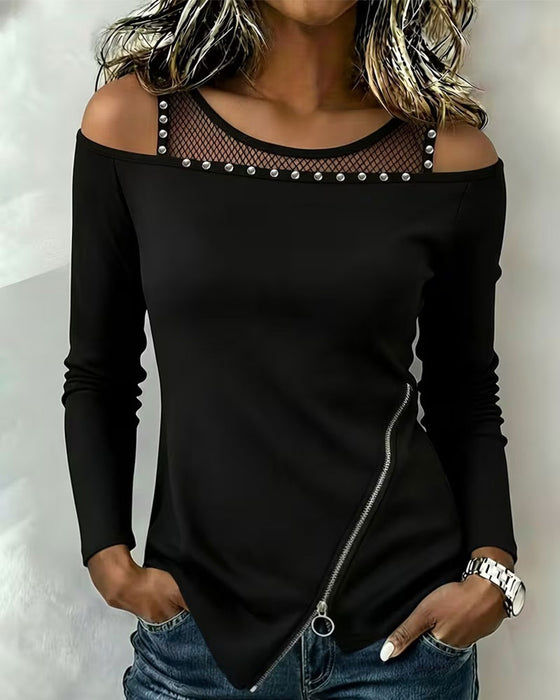 Top Mesh Lynlås Uregelmæssig