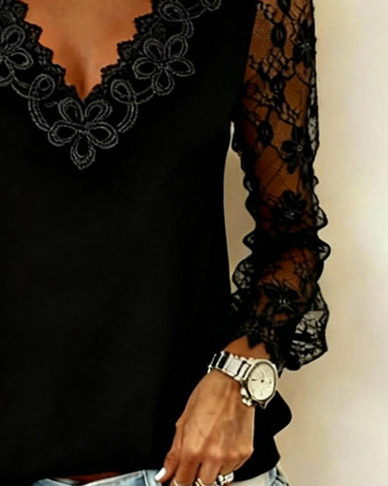 Stilfuld Langærmet Top Med V-Hals