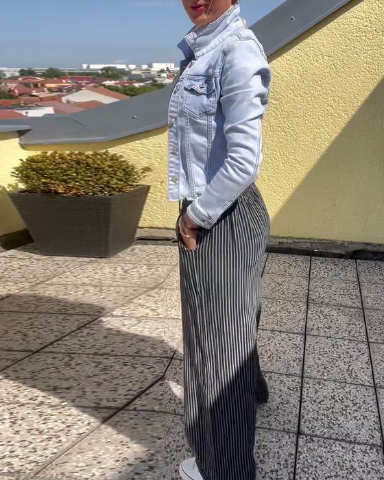 Stribede bukser i løs pasform