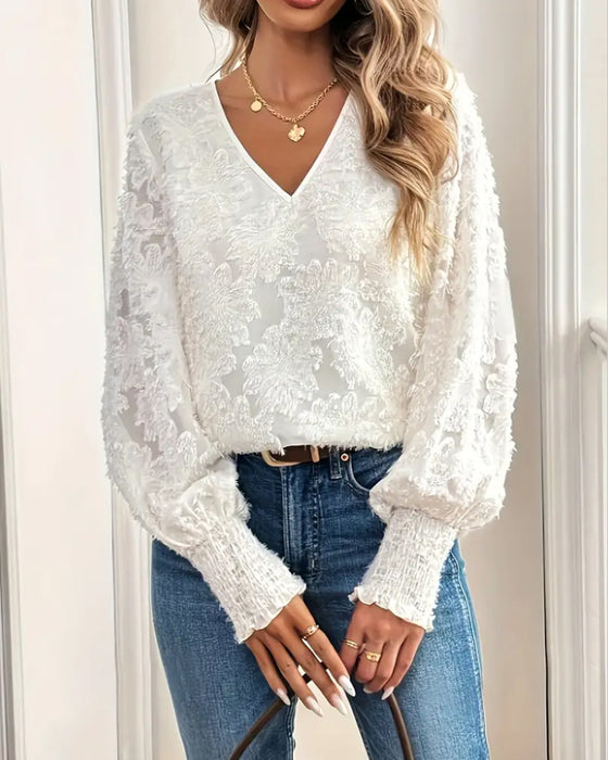 Bluse Lygteærme Elegant V-hals