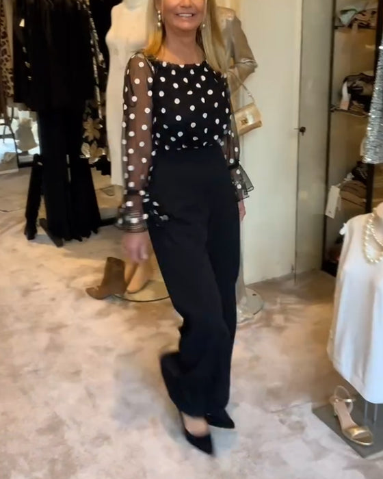 Bluse Casual Gennemsigtig Polkaprikker