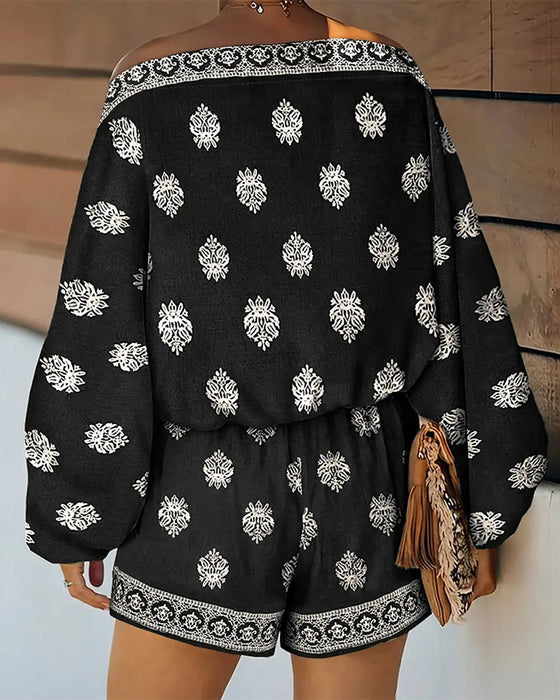 Sæt Kvinder 2 Dele Outfit Boho Top Og Shorts