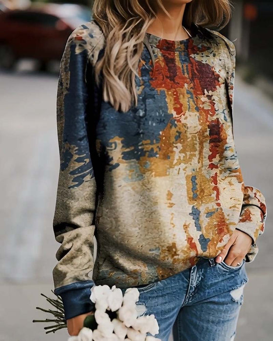 Top Vintage Trykt Afslappet