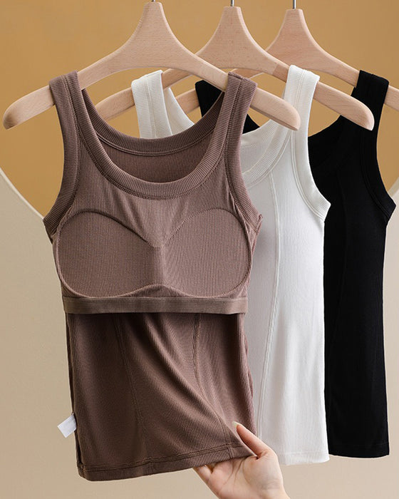 Cami‑Top Solid Farve Med Indbygget Bh
