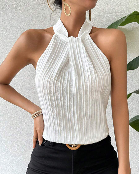 Tanktop Uden Ærmer Halterneck