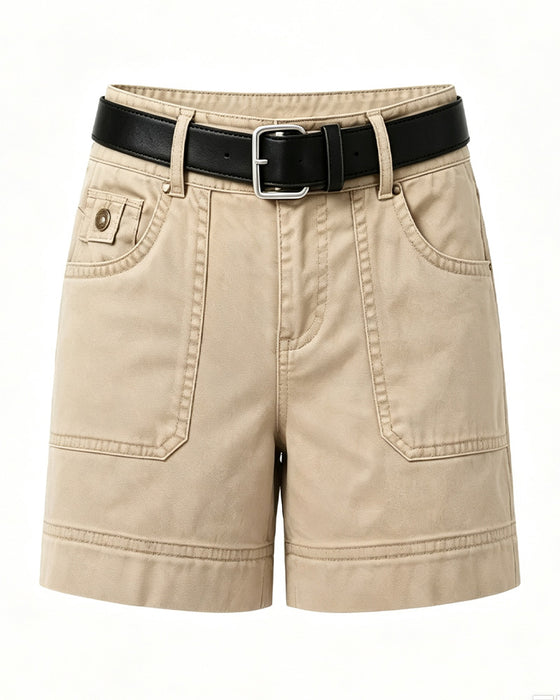 Shorts Mellemhøj Talje Enfarvet