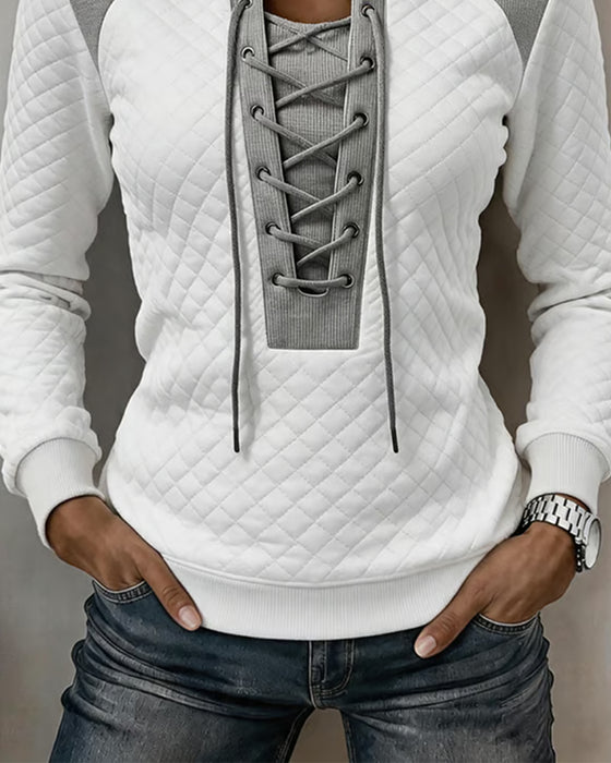 Sweatshirt Snøring Slimfit Farveblok