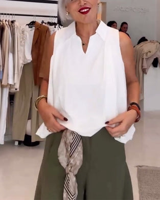 Bluse Uden Ærmer Krave Løs