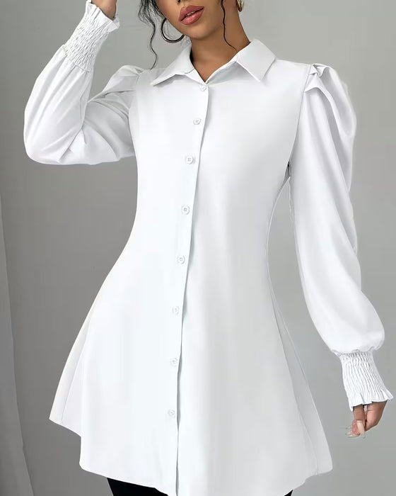 Bluse Skjortekrave Ensfarvet Trendy