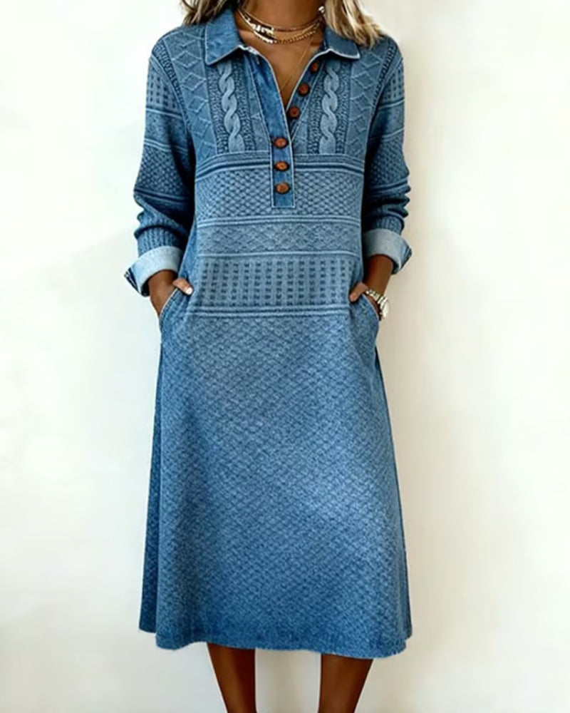 Kjole Moderne Halv Knappet Flip