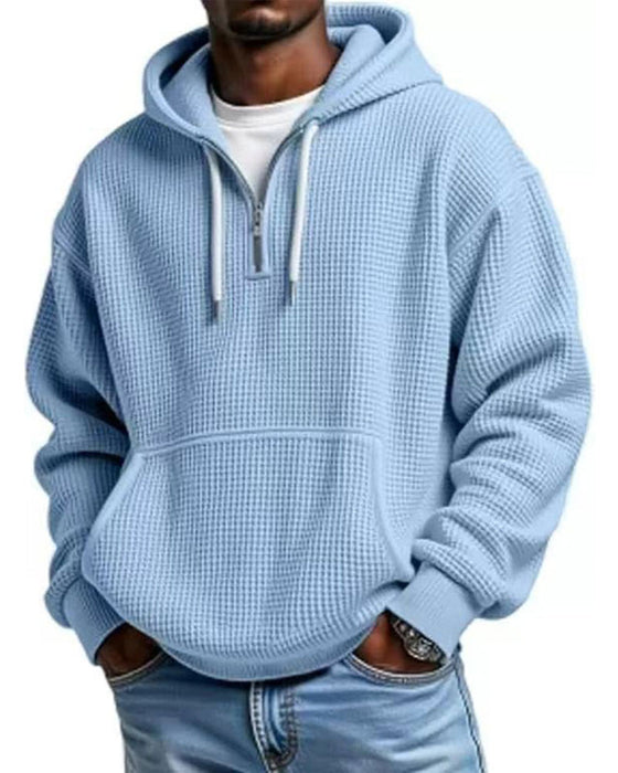 Hoodie Herre Ensfarvet Lynlås Pullover
