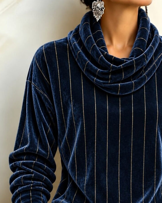 Top Stribet Cowl Hals Mode
