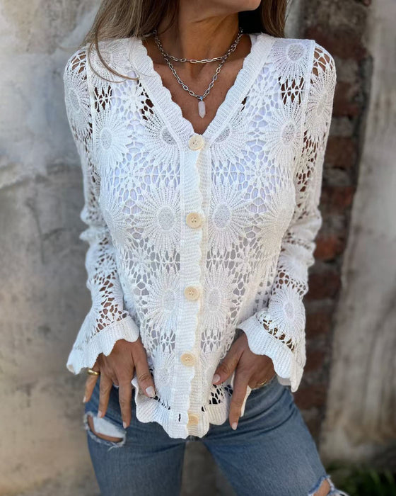 Cardigan Blonder V-hals Langærmet