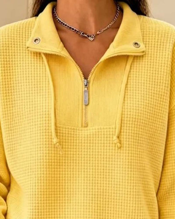 Sweatshirt Vaffel Snørre Halvzip