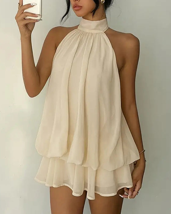 Kjole Halsstrop Chiffon Mini