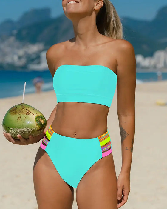 Bikini Neon Kant Bandeau Stropløs