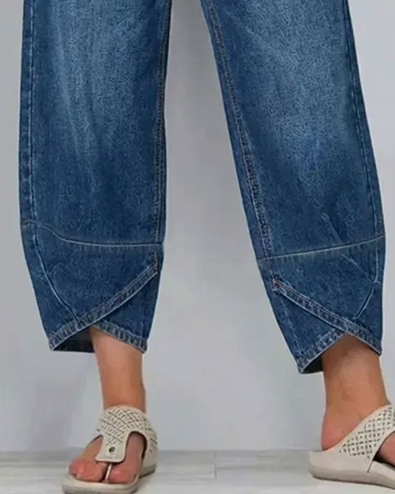 Bukser Denim Patchwork Casual