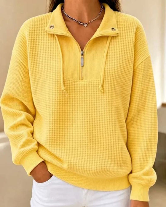 Sweatshirt Vaffel Snørre Halvzip