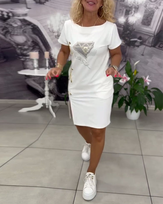 Kjole Printet Tætsiddende Slids