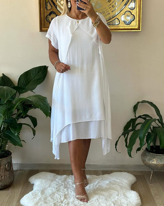 Kjole Falsk To-delt Dobbelt-laget Løs Kortærmet